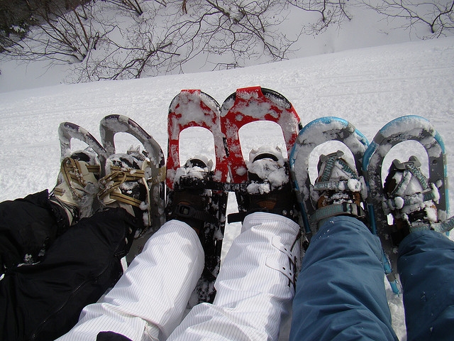 Fare un'escursione con le ciaspole con gli amici